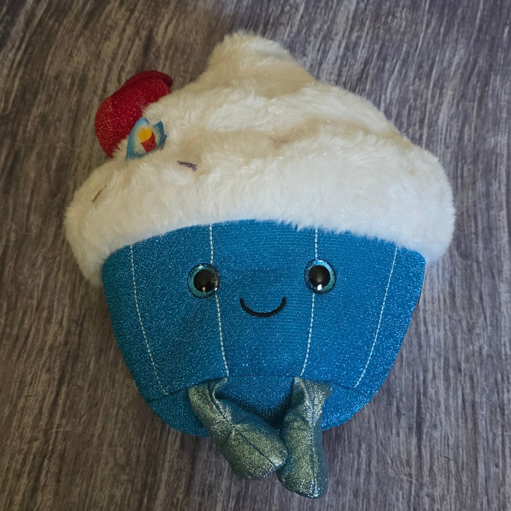 FAO Schwarz Glow Brights Snack Shop Cupcake Plush Blue Sparkle Lights Sounds NEW